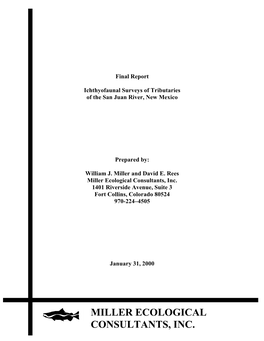 Ichthyofaunal Surveys of Tributaries of the San Juan River, New Mexico