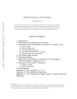 Derivatives of L-Functions