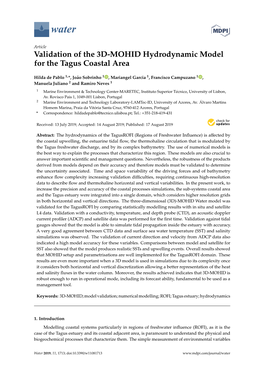 Validation of the 3D-MOHID Hydrodynamic Model for the Tagus Coastal Area