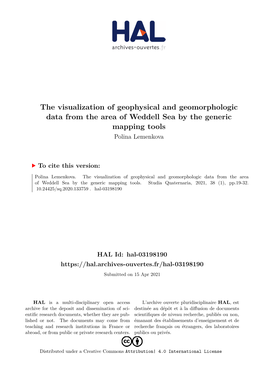 The Visualization of Geophysical and Geomorphologic Data from the Area of Weddell Sea by the Generic Mapping Tools Polina Lemenkova