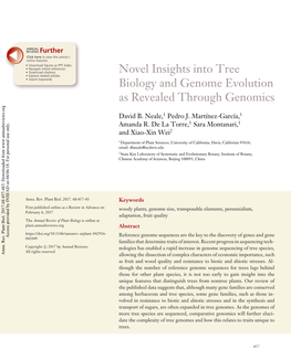 Novel Insights Into Tree Biology and Genome Evolution As Revealed Through Genomics David B