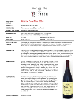 Picardy Pinot Noir 2014