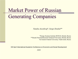 Market Power of Russian Generating Companies