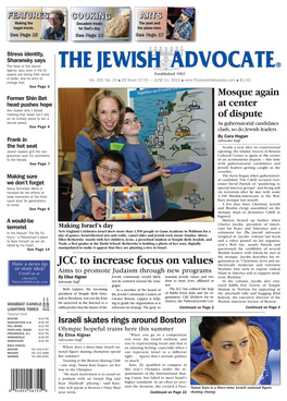Jewish Advocate Thers,” a Palestinian’S Plans Day of Games, Israel-Themed Arts and Crafts, Camel Rides and Jewish Rock Music Sunday