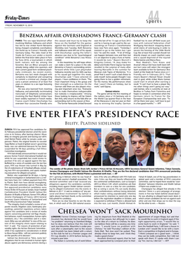 Five ENTER FIFA's Presidency Race