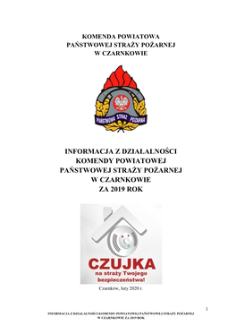Informacja Z Działalności Komendy Powiatowej Państwowej Straży Pożarnej W Czarnkowie Za 2019 Rok