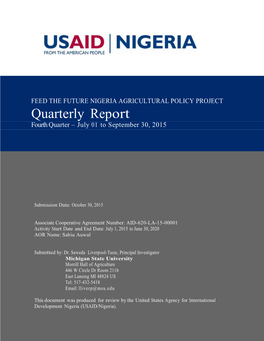 Quarterly Report Fourth Quarter – July 01 to September 30, 2015