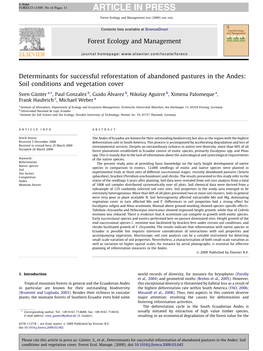 Soil Conditions and Vegetation Cover