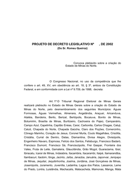 PROJETO DE DECRETO LEGISLATIVO Nº , DE 2002 (Do Sr