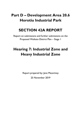 Development Area 20.6 Horotiu Industrial Park SECTION 42A