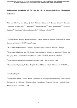 Endolysosomal Degradation of Tau and Its Role in Glucocorticoid-Driven Hippocampal