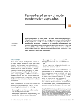 Feature-Based Survey of Model Transformation Approaches