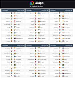 Calendario Laliga Santander Y Laliga 1|2|3 Temporada 2018