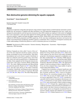 Non-Destructive Genome Skimming for Aquatic Copepods