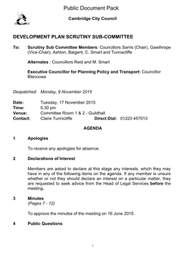 (Public Pack)Agenda Document for Development Plan Scrutiny Sub