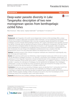 Deep-Water Parasite Diversity in Lake Tanganyika: Description of Two New