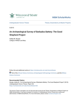 An Archaeological Survey of Barbados Battery: the Good Shepherd Project
