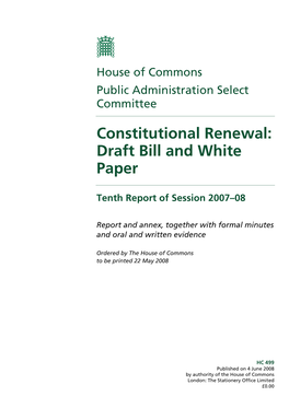 Constitutional Renewal: Draft Bill and White Paper
