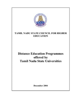 Distance Education Programmes Offered by Tamil Nadu State Universities