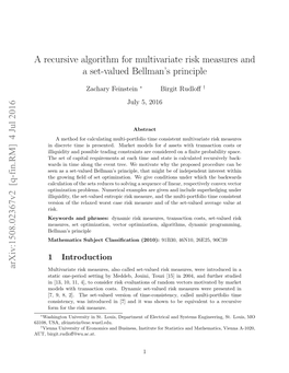 A Recursive Algorithm for Multivariate Risk Measures and a Set-Valued Bellman’S Principle