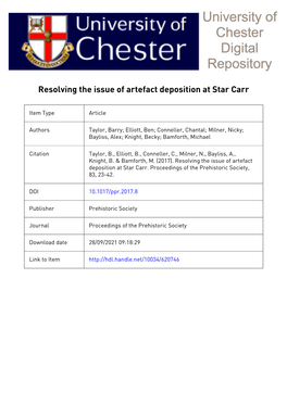 Resolving the Issue of Artefact Deposition at Star Carr