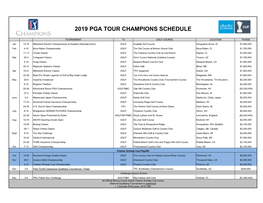 2019 Schedule