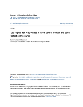 “Gay Whites”?: Race, Sexual Identity, and Equal Protection Discourse