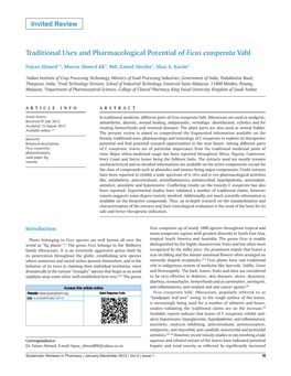 Traditional Uses and Pharmacological Potential of Ficus Exasperata Vahl