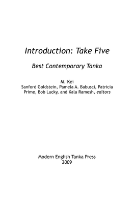 Take Five Introduction (PDF)