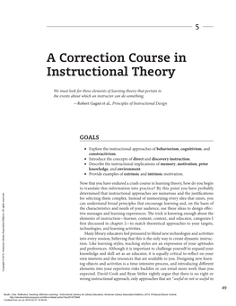 A Correction Course in Instructional Theory