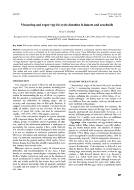 Measuring and Reporting Life-Cycle Duration in Insects and Arachnids