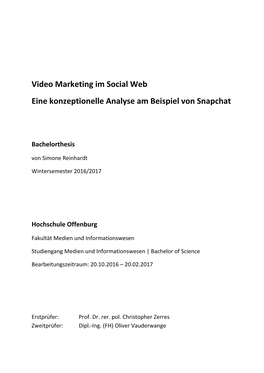 Video Marketing Im Social Web Eine Konzeptionelle Analyse Am Beispiel Von Snapchat