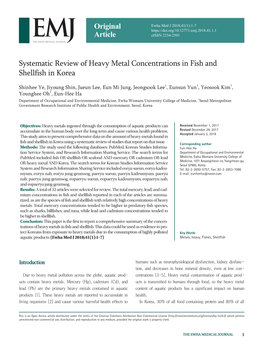 Systematic Review of Heavy Metal Concentrations in Fish and Shellfish in Korea