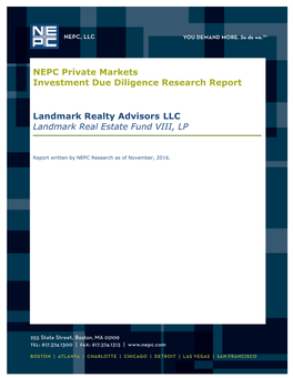 NEPC Private Markets Investment Due Diligence Research Report