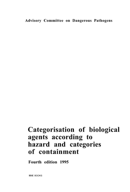 Categorisation of Biological Agents According to Hazard and Categories of Containment