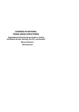 Changes in National Trade Union Structures