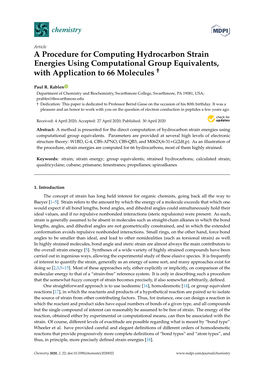 A Procedure for Computing Hydrocarbon Strain Energies Using Computational Group Equivalents, † with Application to 66 Molecules