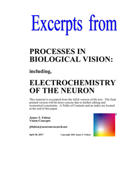 PROCESSES in BIOLOGICAL VISION: Including