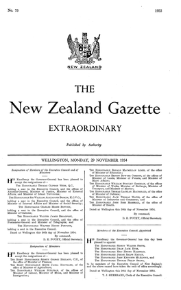 New Zealand Gazette EXTRAORDINAR Y