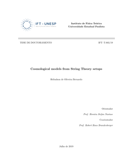 Cosmological Models from String Theory Setups