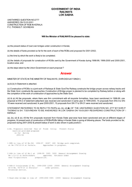 Answered On:15.03.2001 Construction of Rob in Kerala P.C