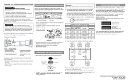 Propane (Lp) Conversion Instructions Converting