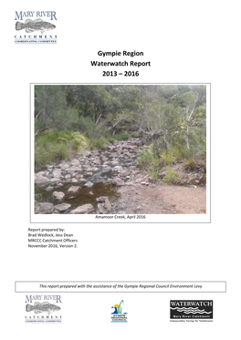 Gympie – Amamoor Waterwatch Report