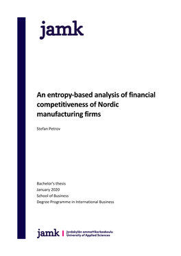 An Entropy-Based Analysis of Financial Competitiveness of Nordic Manufacturing Firms