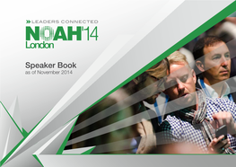 Speaker Book As of November 2014 Table of Contents