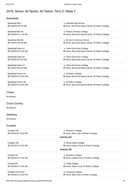 2018, Senior, All Sports, All Teams, Term 2, Week 7