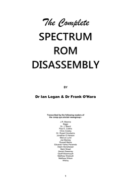 The Complete SPECTRUM ROM DISASSEMBLY