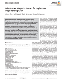 Miniaturized Magnetic Sensors for Implantable Magnetomyography