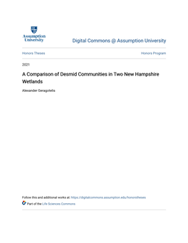 A Comparison of Desmid Communities in Two New Hampshire Wetlands