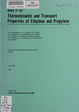 Thermodynamic and Transport Properties of Ethylene and Propylene